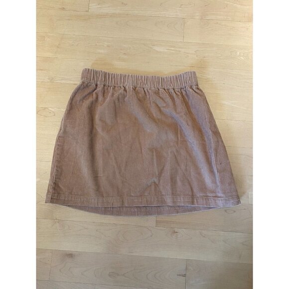 𝅺BP Bnwot Women Beige Corduroy Mini Skirt Elastic Waist Pull On - Picture 2 of 4